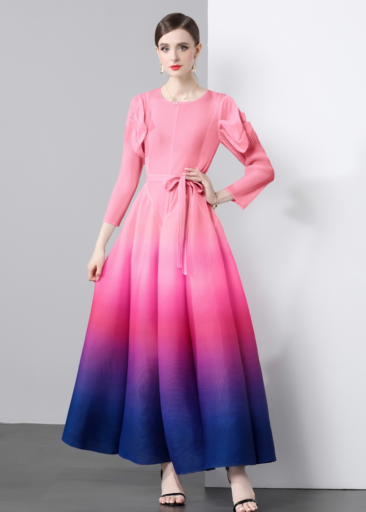 Discolor Pleats Please splice blooming crimp dress