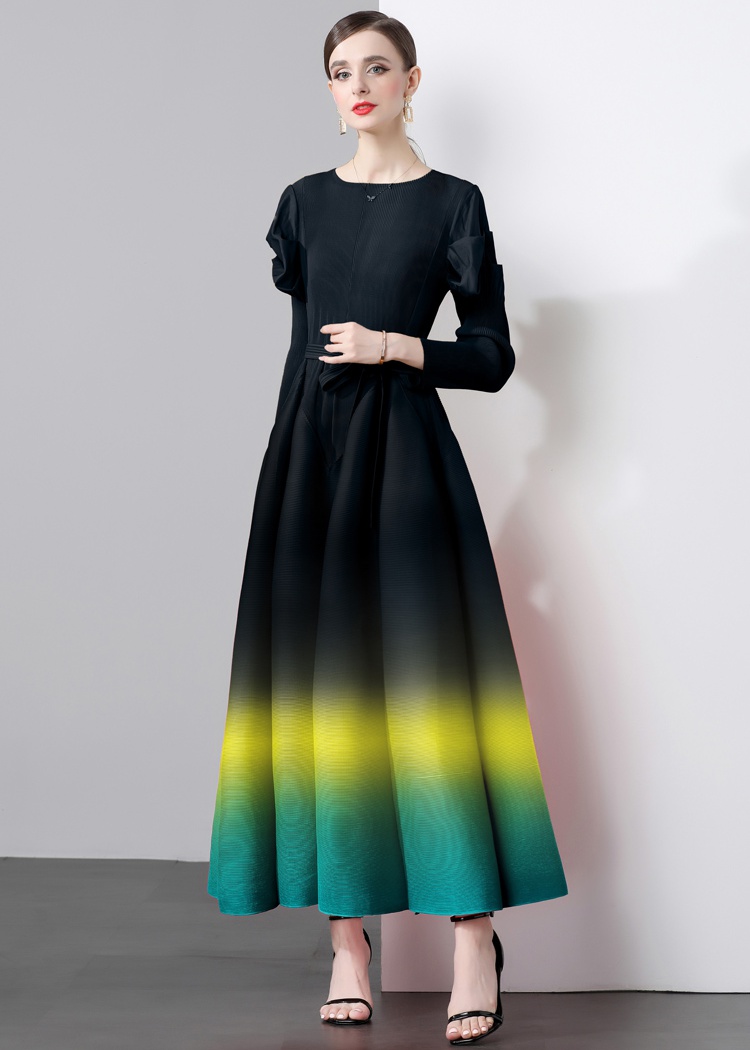 Discolor Pleats Please splice blooming crimp dress