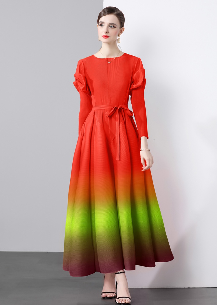 Discolor Pleats Please splice blooming crimp dress