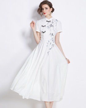 Temperament big skirt cheongsam cstand collar ink dress