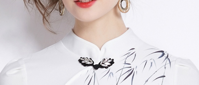 Temperament big skirt cheongsam cstand collar ink dress