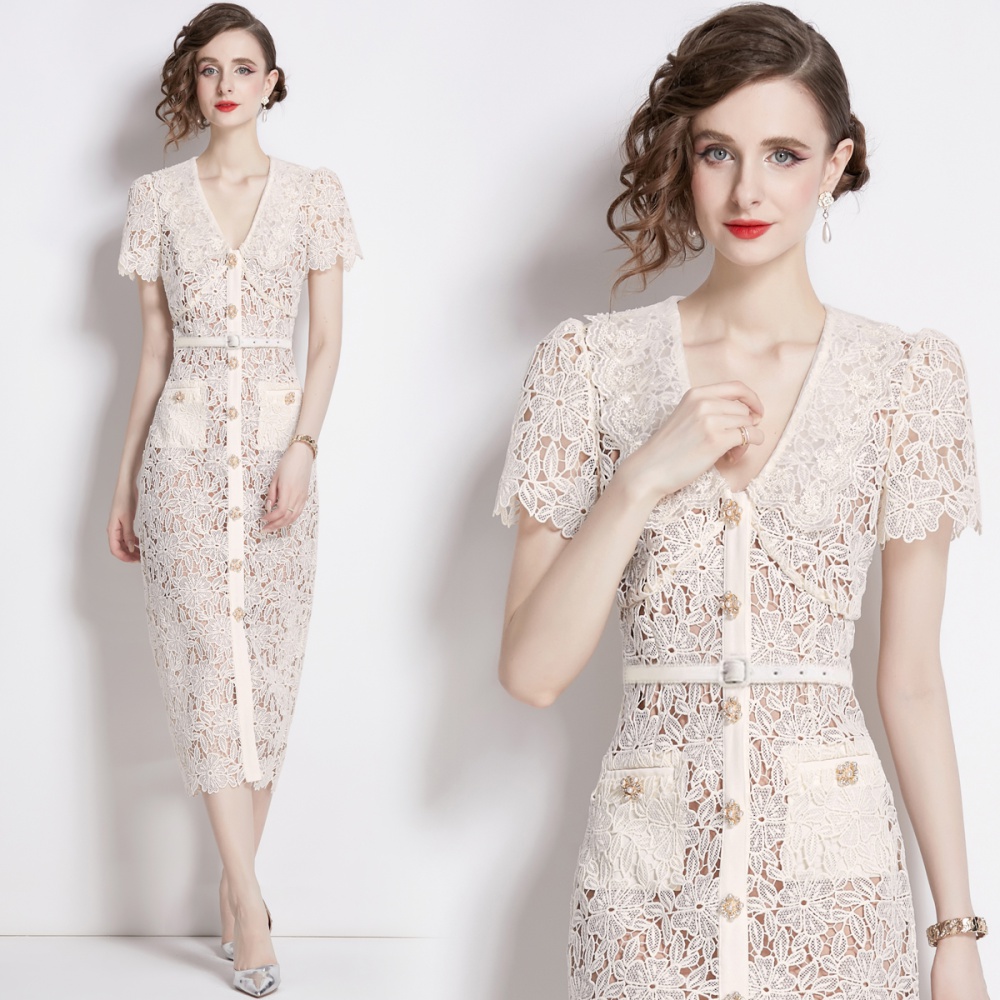 Straight lace long dress slim tender dress for women