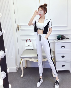 Lapel Casual tops fashion sports long pants a set