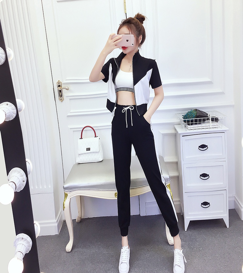 Lapel Casual tops fashion sports long pants a set