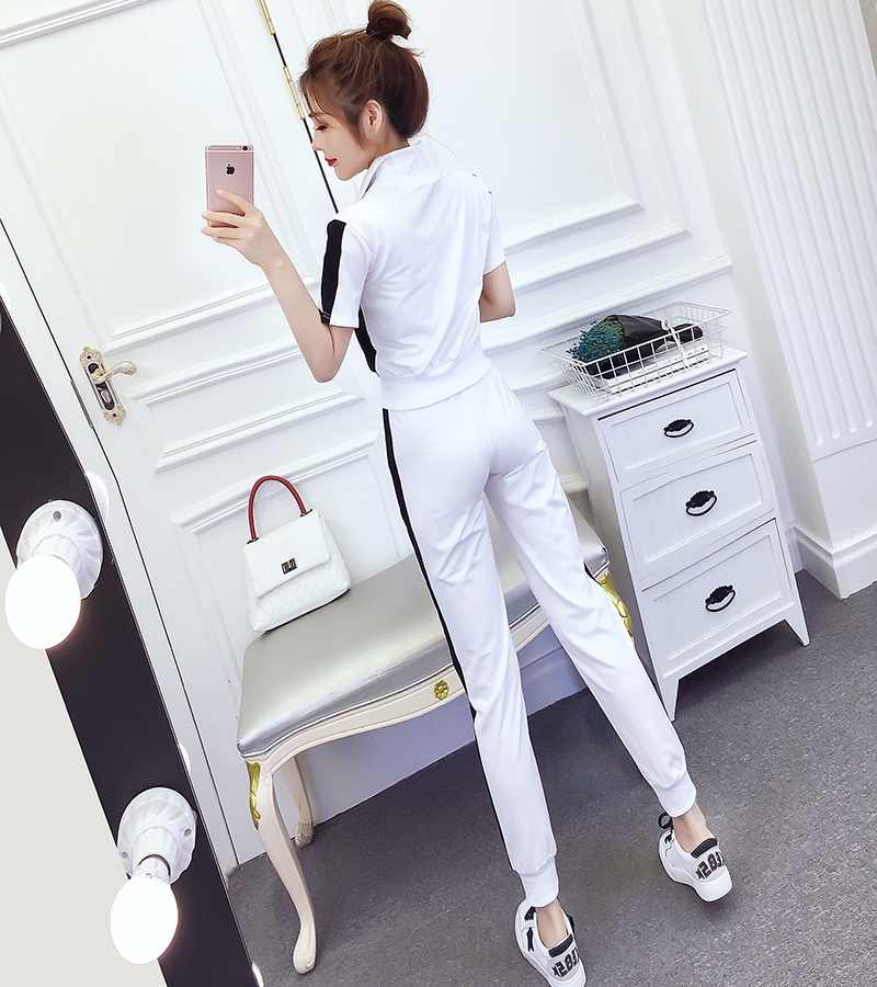 Lapel Casual tops fashion sports long pants a set