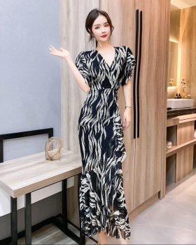 Printing Western style long dress package hip dress