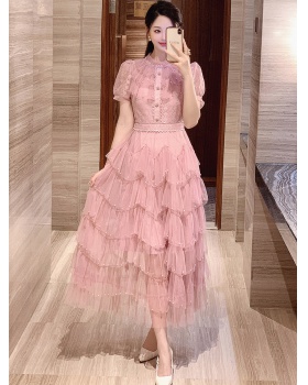 Western style France style pink beading summer dress for women