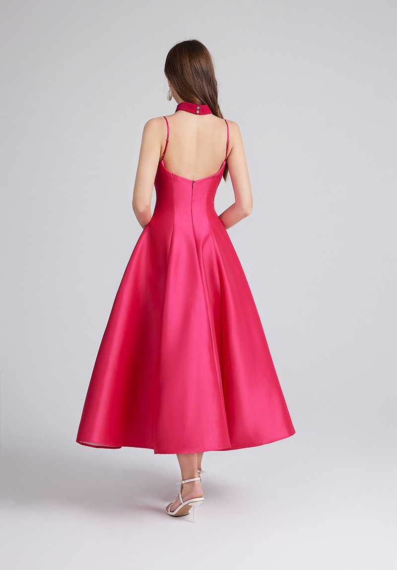 Big skirt slim velvet dress sling Hepburn style formal dress