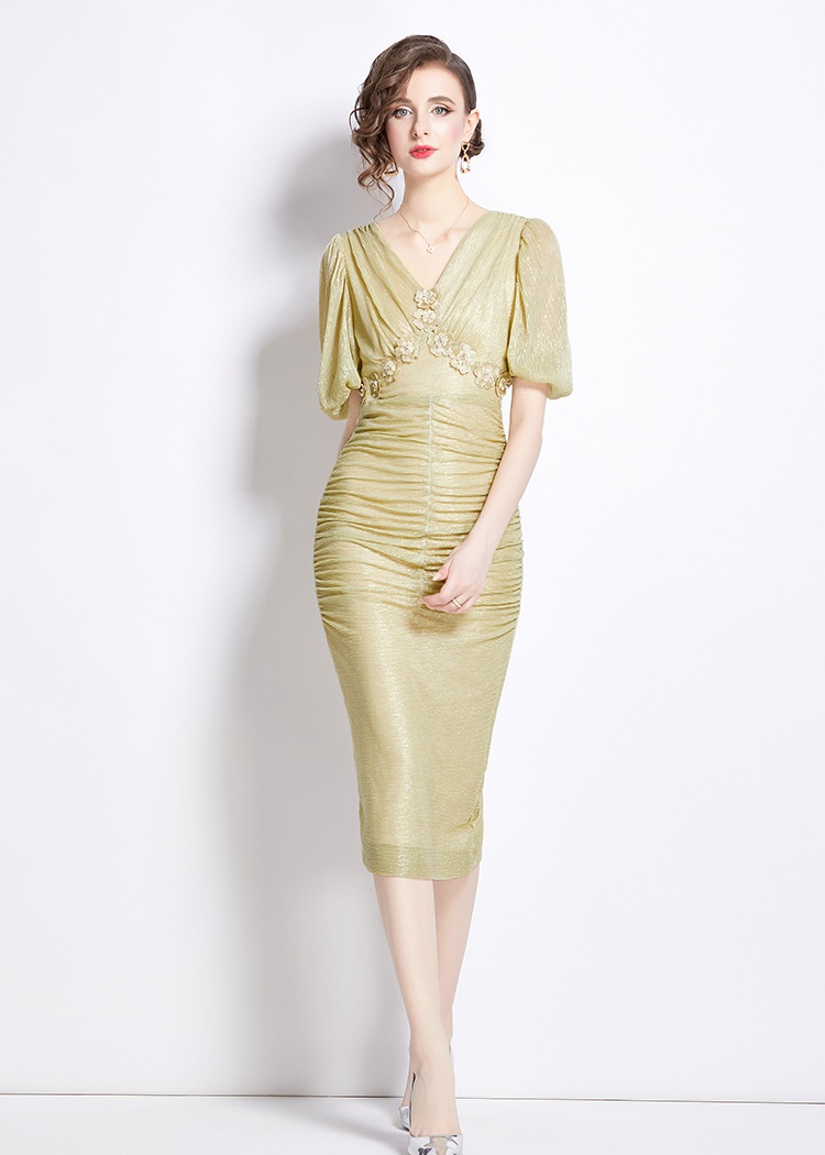 Package hip luxurious fold tender temperament dress