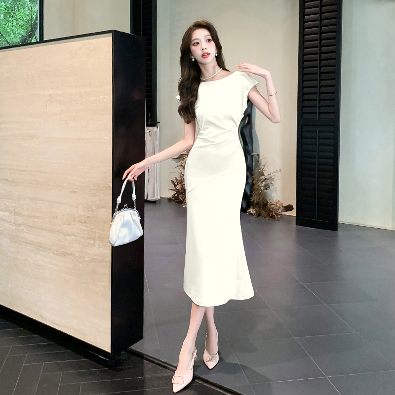 Summer France style Hepburn style split temperament dress