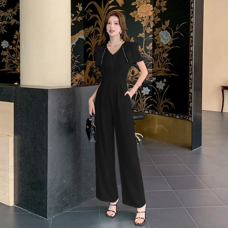 Wide leg summer shawl fashion jumpsuit for women