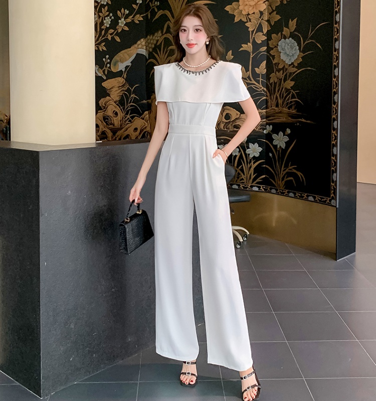 Wide leg summer shawl fashion jumpsuit for women