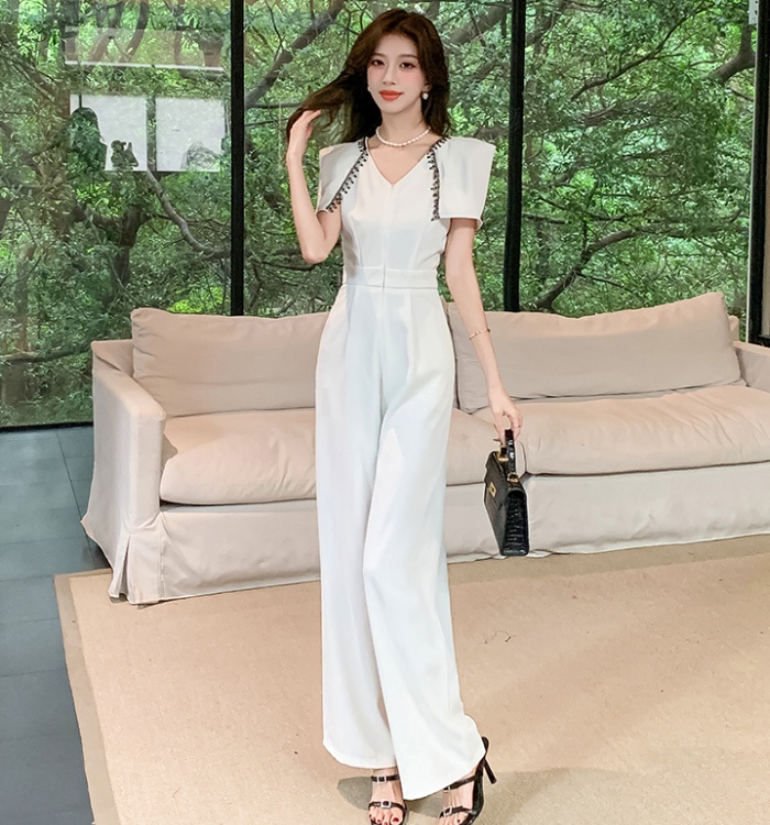 Wide leg summer shawl fashion jumpsuit for women