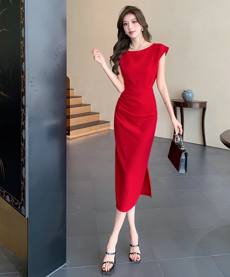 Summer fold pure split temperament dress 2pcs set for women