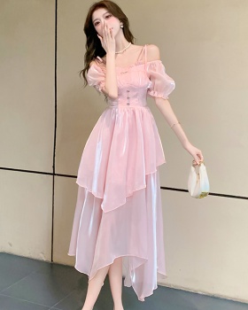Casual square collar France style tender long dress