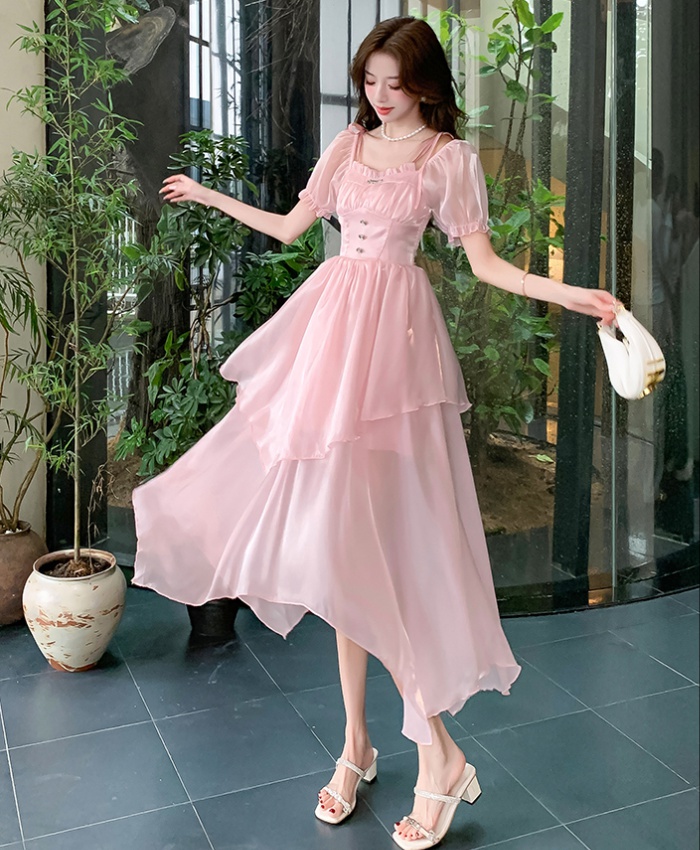 Casual square collar France style tender long dress