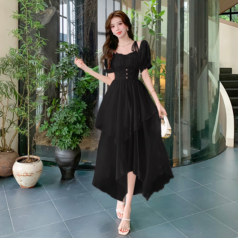 Casual square collar France style tender long dress