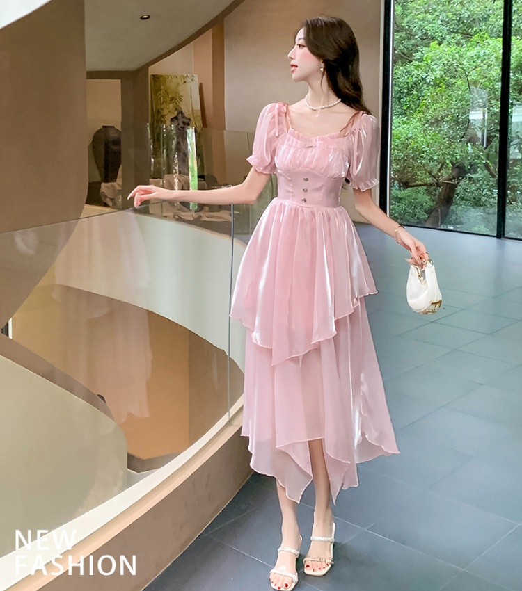 Casual square collar France style tender long dress