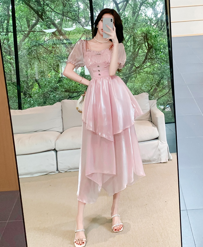 Casual square collar France style tender long dress