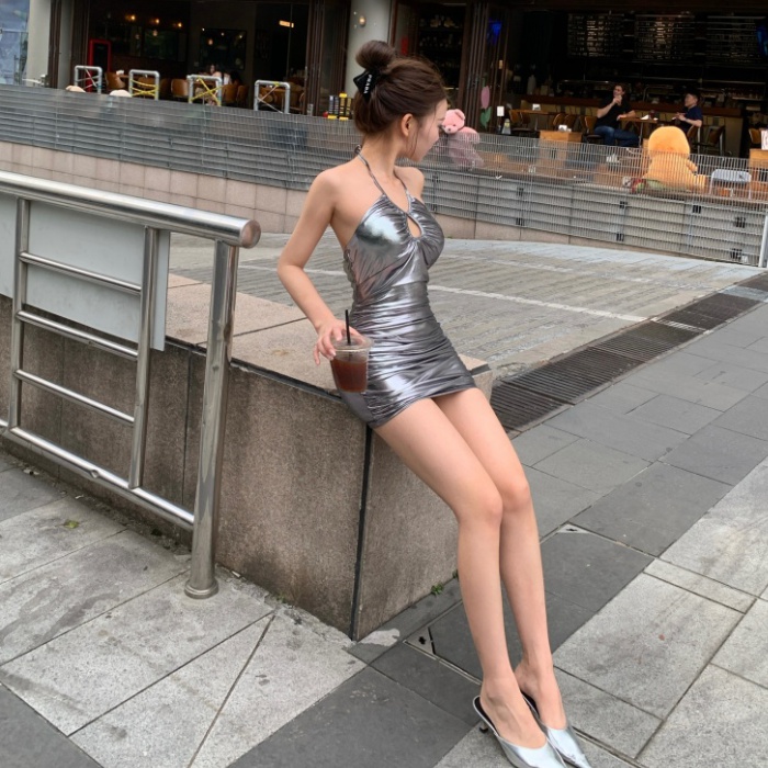 Tight package hip metal spicegirl dress for women