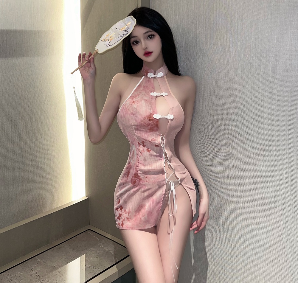 Sexy perspective cheongsam Chinese style dress for women