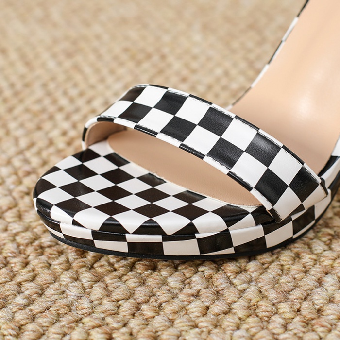 Plaid fashion sandals sexy high-heeled shoes for women