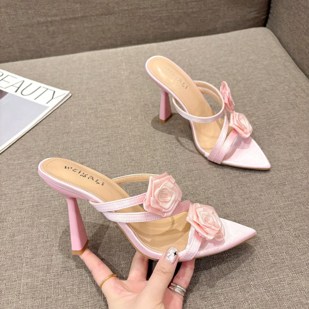 Summer fine-root slippers fashion high-heeled sandals