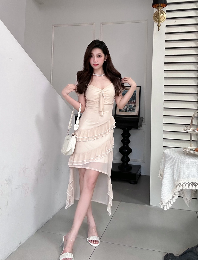 Short sleeve slim long dress V-neck formal dress