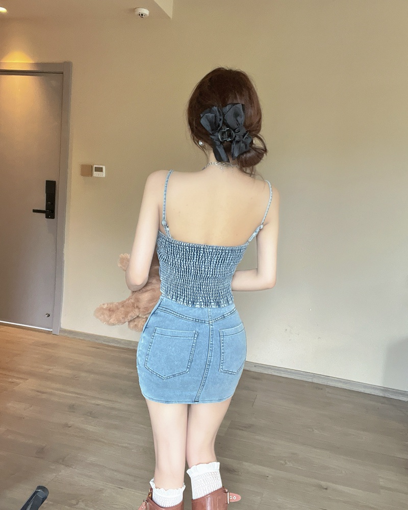 Sling sexy tops summer short skirt 2pcs set