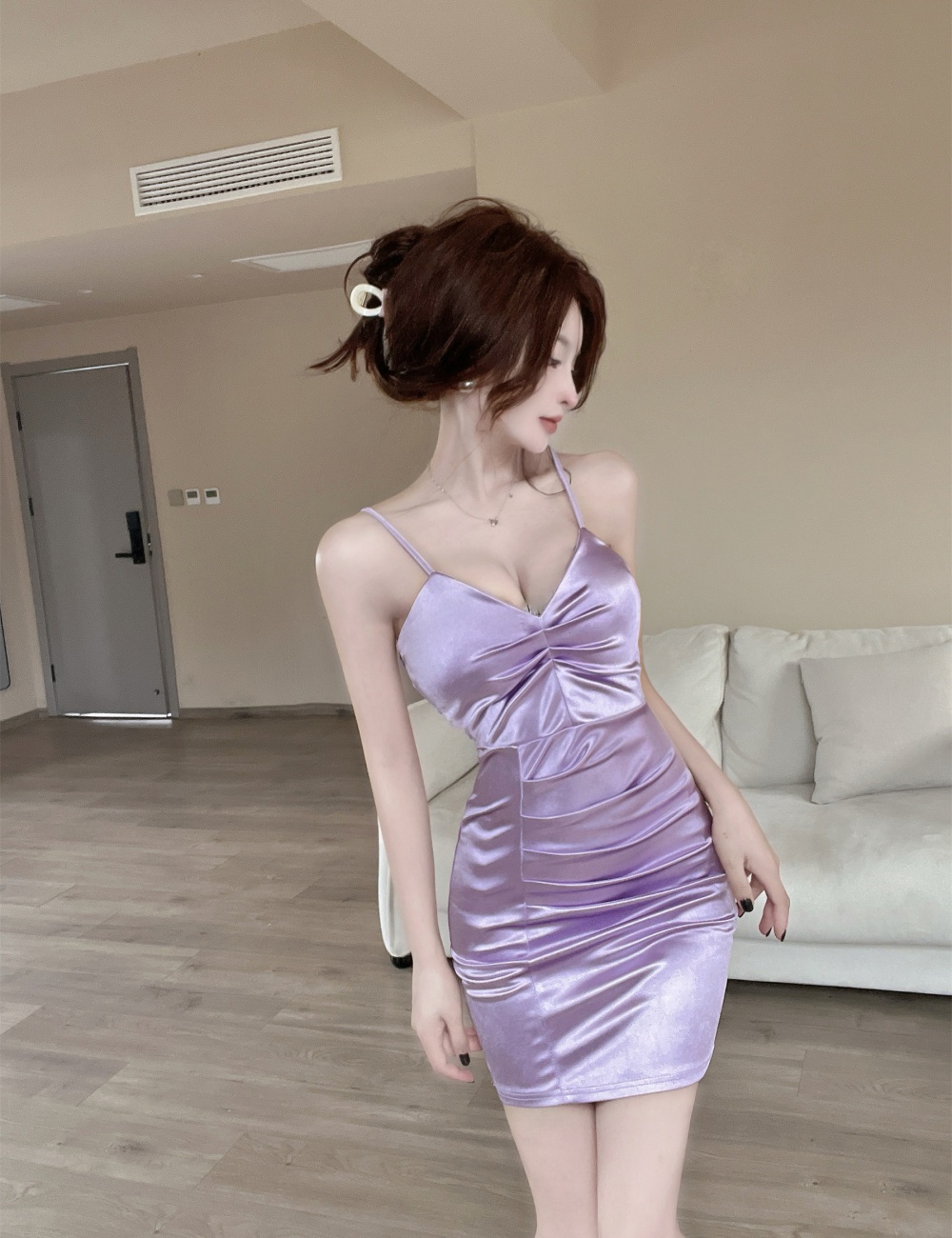 Bottoming sexy flowers high elastic tight dress