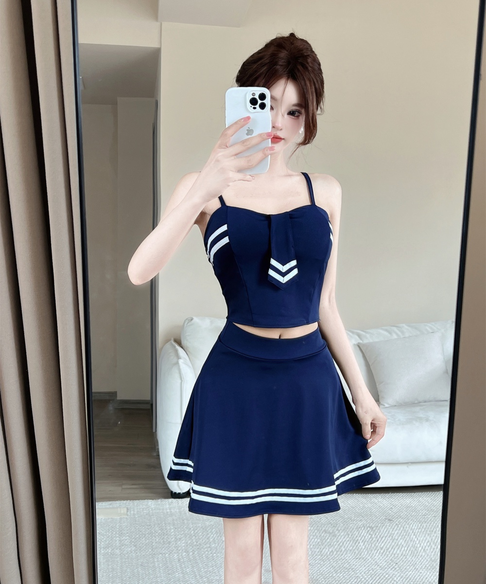 Sling skirt navy style uniform 2pcs set