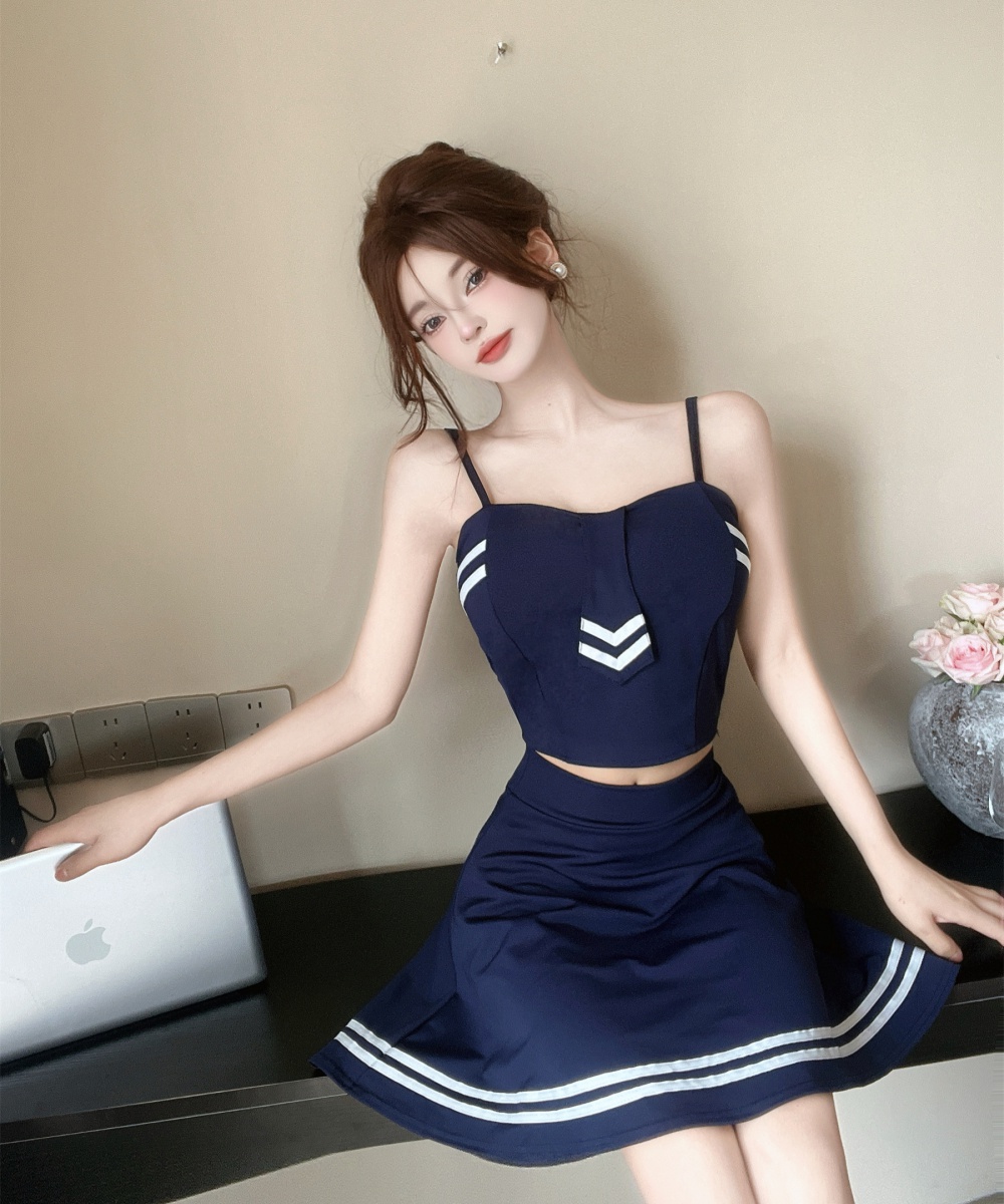 Sling skirt navy style uniform 2pcs set