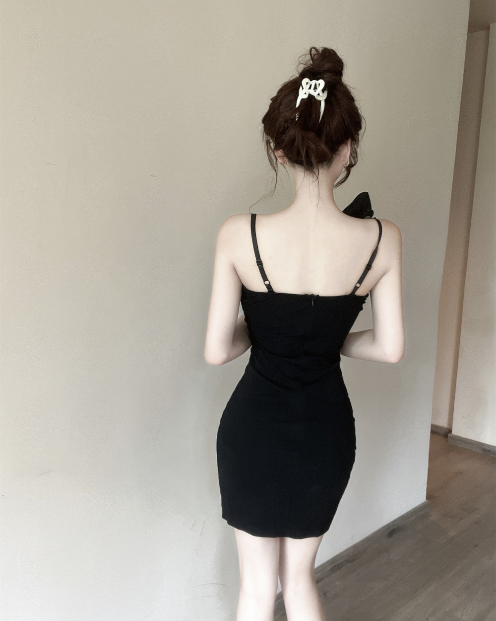 Sexy package hip T-back flowers slim dress