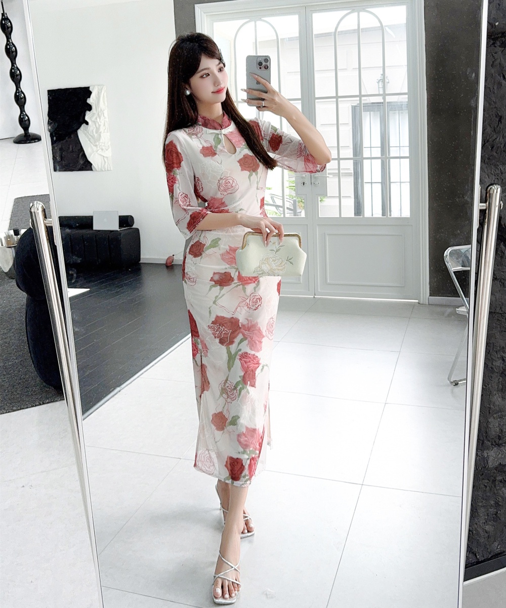 Light temperament Chinese style printing cheongsam