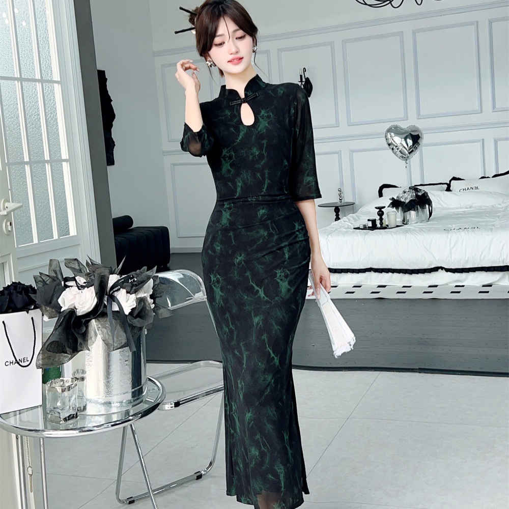 Light temperament Chinese style printing cheongsam