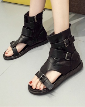Low rome sandals hollow black summer boots for women