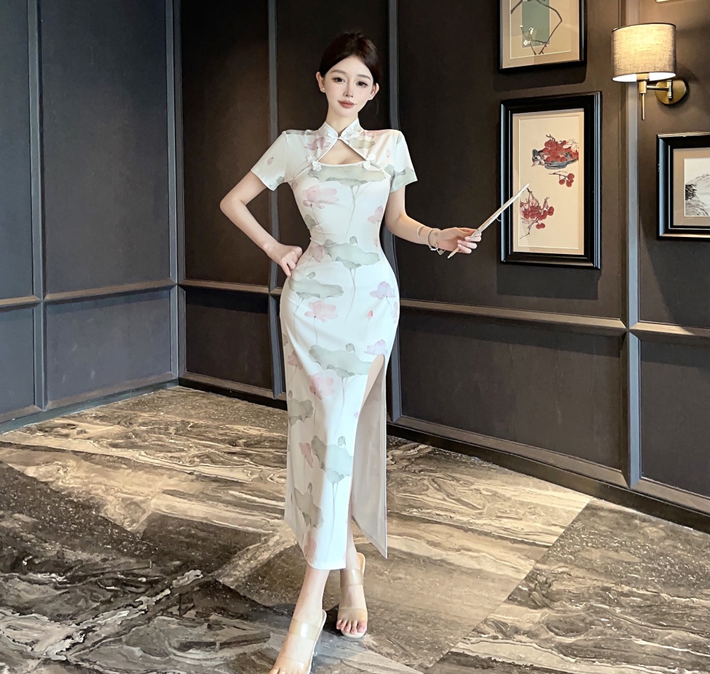 Split slim Chinese style retro dress