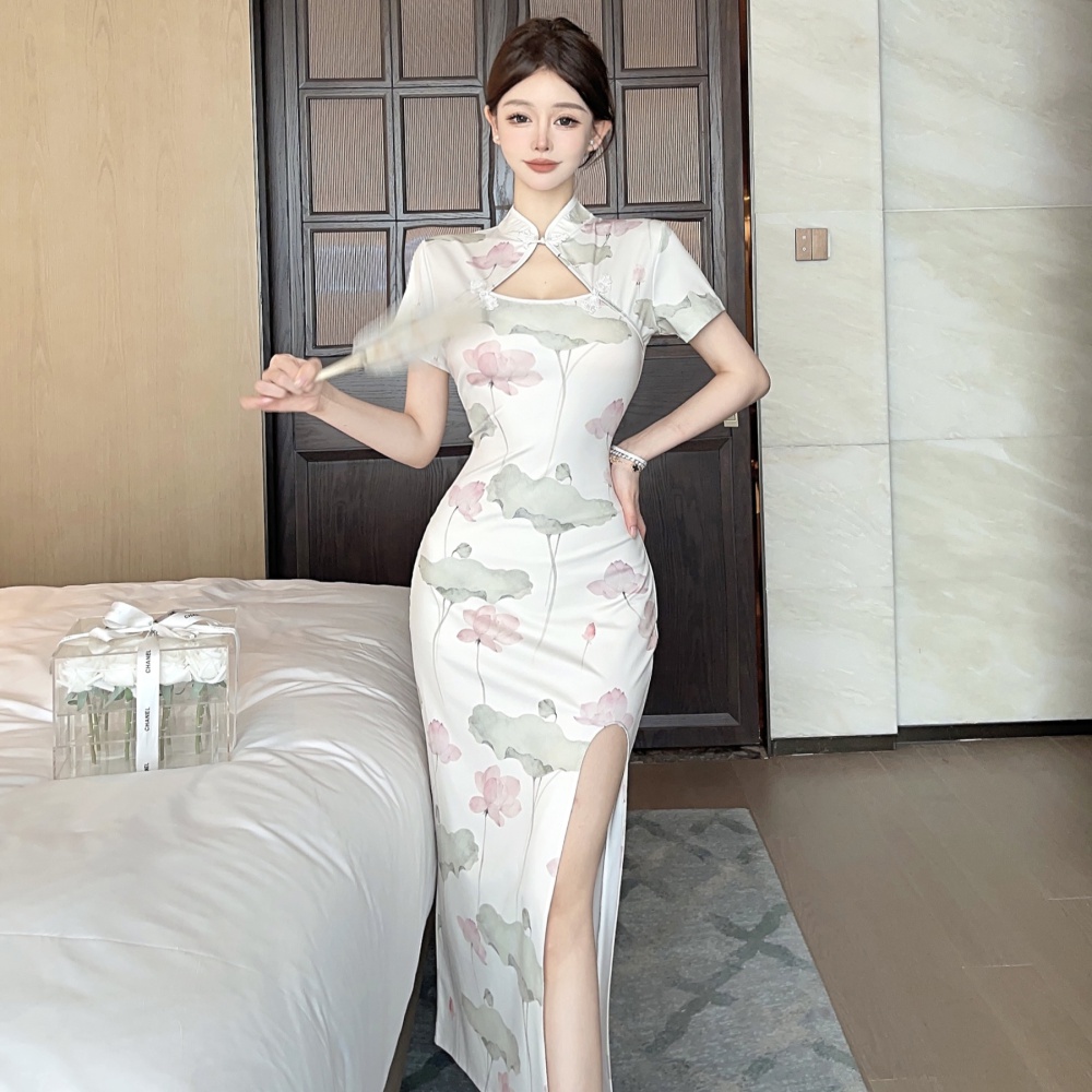 Split slim Chinese style retro dress