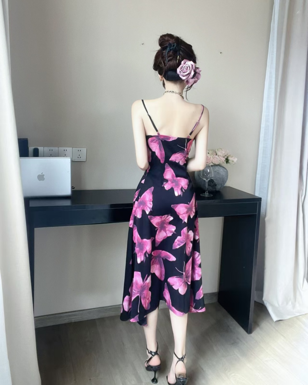 Burning flowers spicegirl dress temperament strap dress