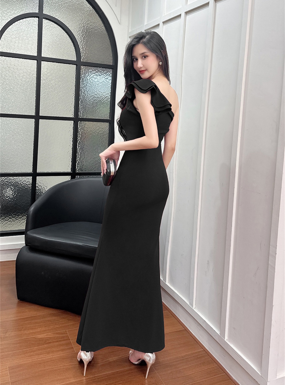 Niche slim long light luxury simple temperament dress