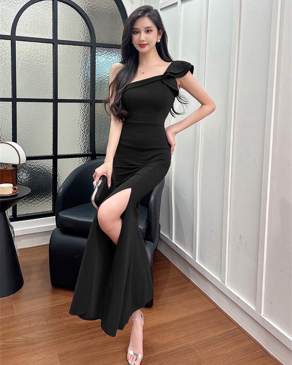 Niche slim long light luxury simple temperament dress