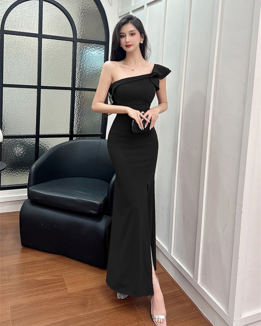 Niche slim long light luxury simple temperament dress