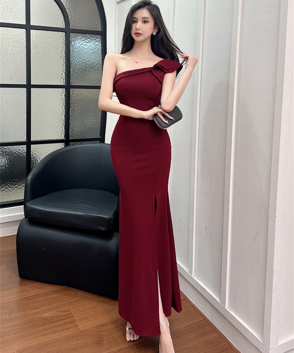 Niche slim long light luxury simple temperament dress