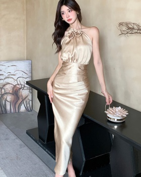 Bandage sling dress elegant slim long dress for women