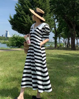 Mixed colors A-line France style stripe dress