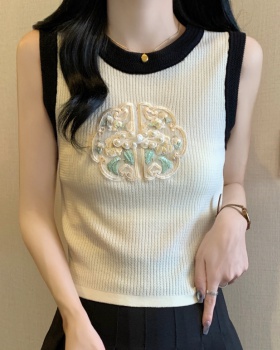 Knitted ice silk Chinese style thin sling summer vest