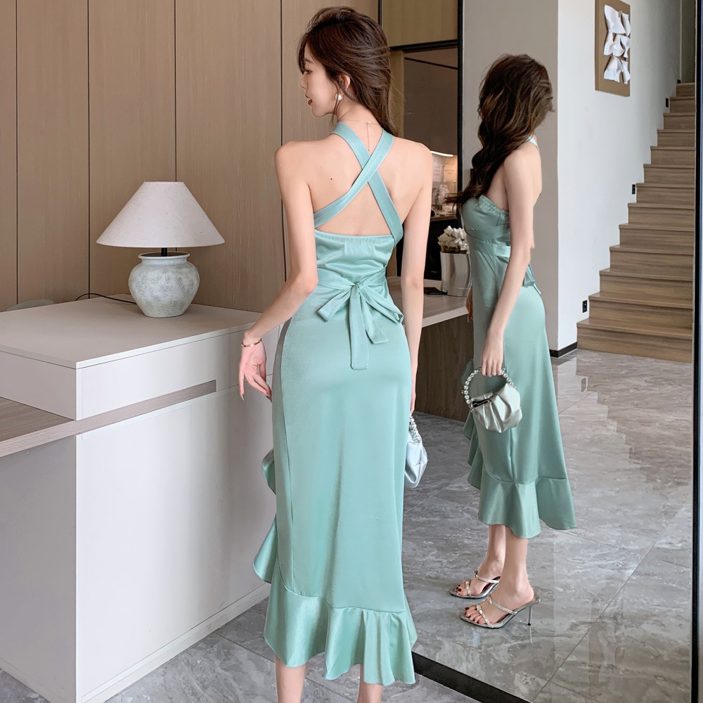 Vacation sexy halter formal dress liangsi enticement dress