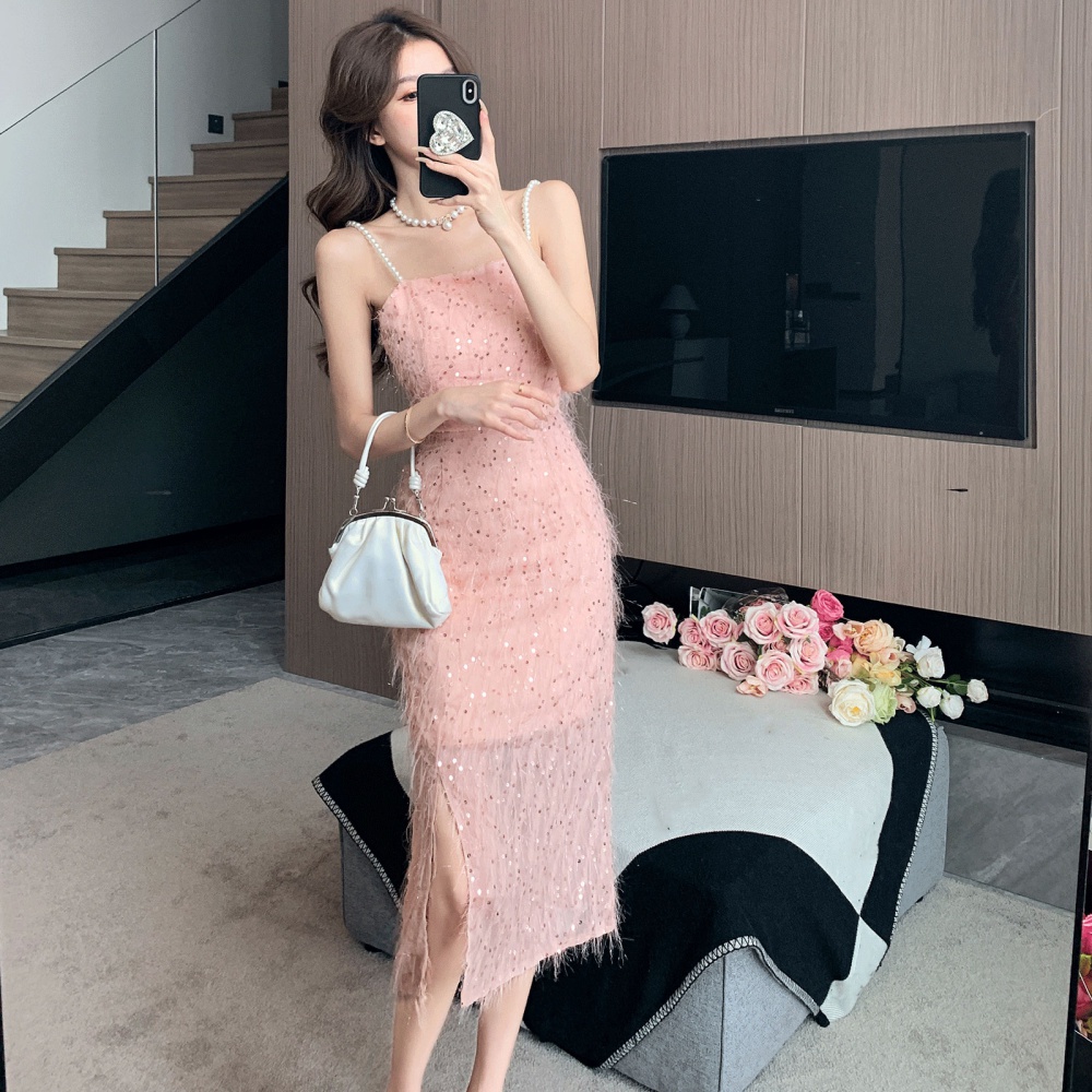 Sequins beautiful dress light luxury formal dress