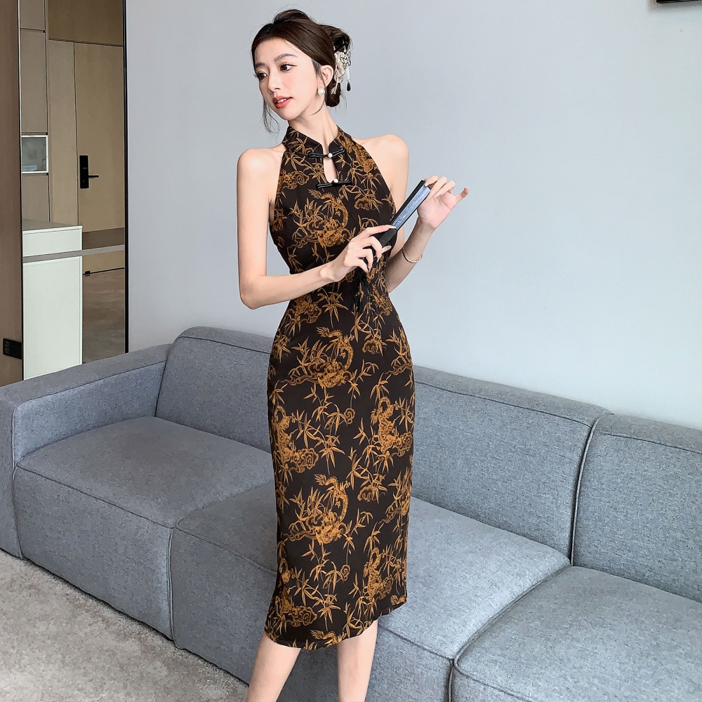 Light summer cheongsam slim retro dress