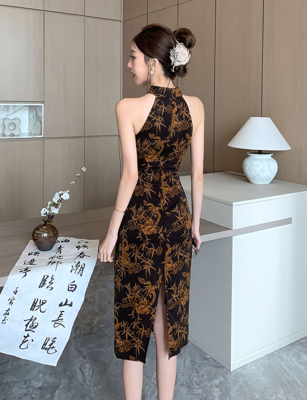 Light summer cheongsam slim retro dress